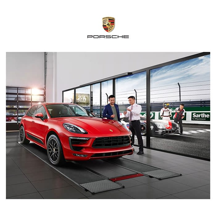 Automotive photography for Porsche Services China's KV poster shot on-location, in Shanghai, China. Shanghai photographer with studio creates KV level photography for advertising and marketing materials.